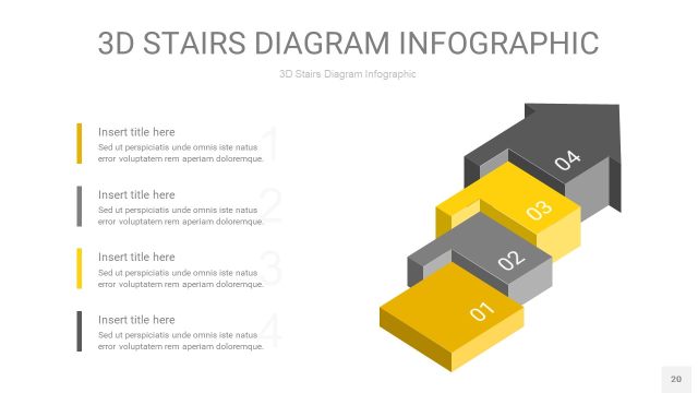 灰黄色3D阶梯PPT图表20