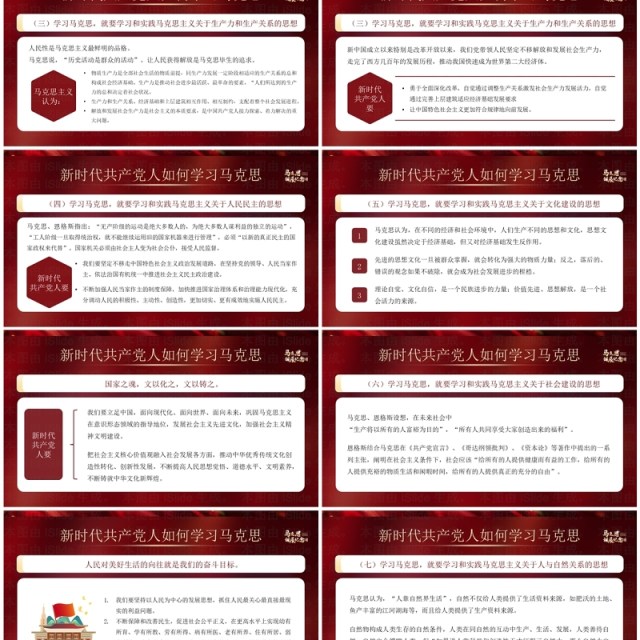 红色简约风马克思206周年诞辰纪念日PPT模板 红色简约风马克思206周年诞辰纪念日PPT模板