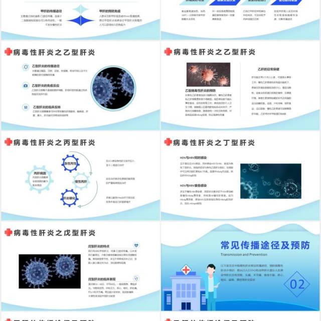 蓝色病毒性肝炎预防与治疗医疗医学科学普及知识公益宣传通用PPT模板