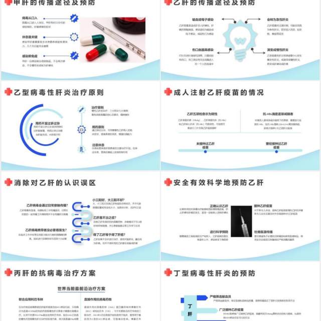 蓝色病毒性肝炎预防与治疗医疗医学科学普及知识公益宣传通用PPT模板