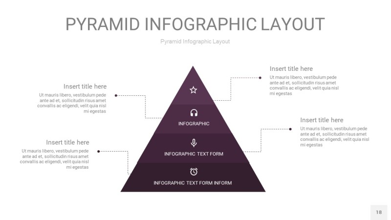 深紫色3D金字塔PPT信息图表18