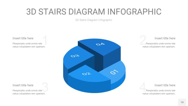渐变蓝色3D阶梯PPT图表10
