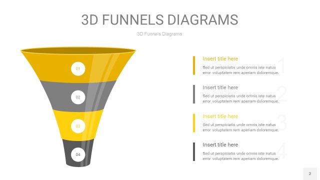 黄灰色3D漏斗PPT信息图表2