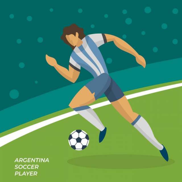 抽象平阿根廷足球运动员与一个球在外地矢量图