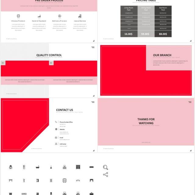 家具产品图片展示版式设计PPT模板Furniture Powerpoint Presentation Template