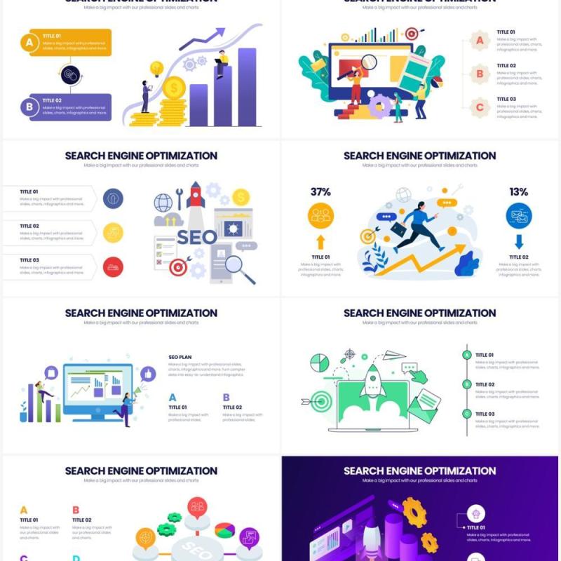创意卡通企业SEO培训PPT信息图形素材SEO Powerpoint Infographics