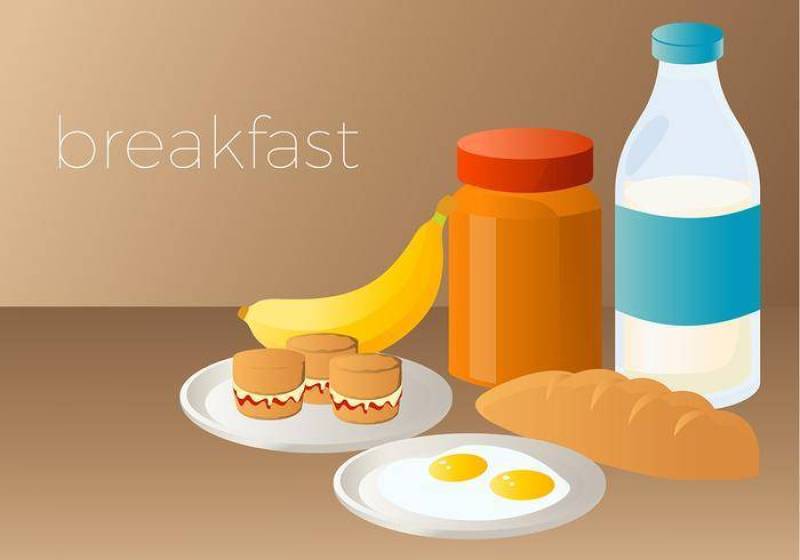 烤饼和蛋早餐矢量