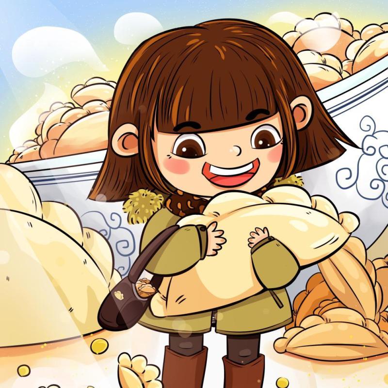 中国传统文化二十四节气冬至插画海报背景配图PSD竖版素材53