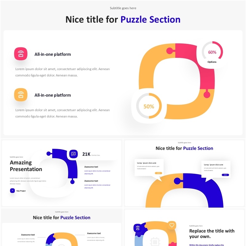拼图图表PPT模板Puzzle Infographic
