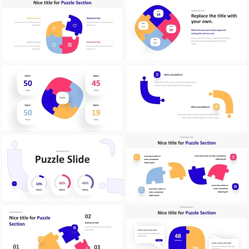 拼图图表PPT模板Puzzle Infographic