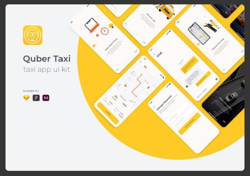 出租车应用程序UI工具包QUBER Taxi App UI UX Kit