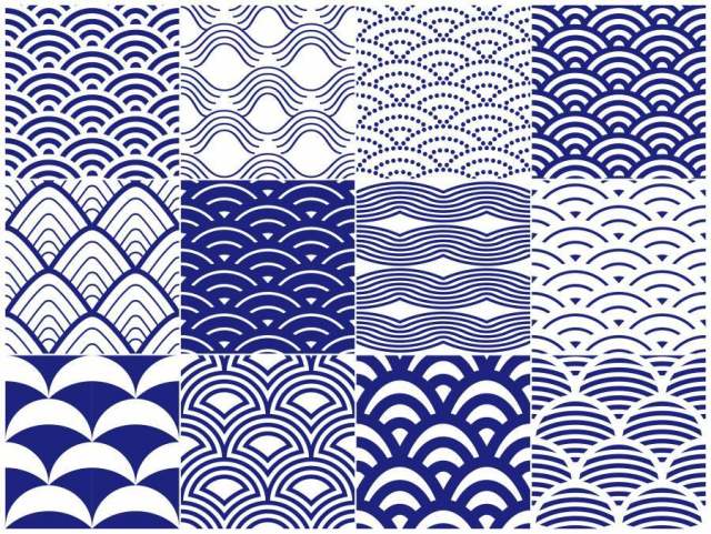 日本图案12种图案的波浪图案