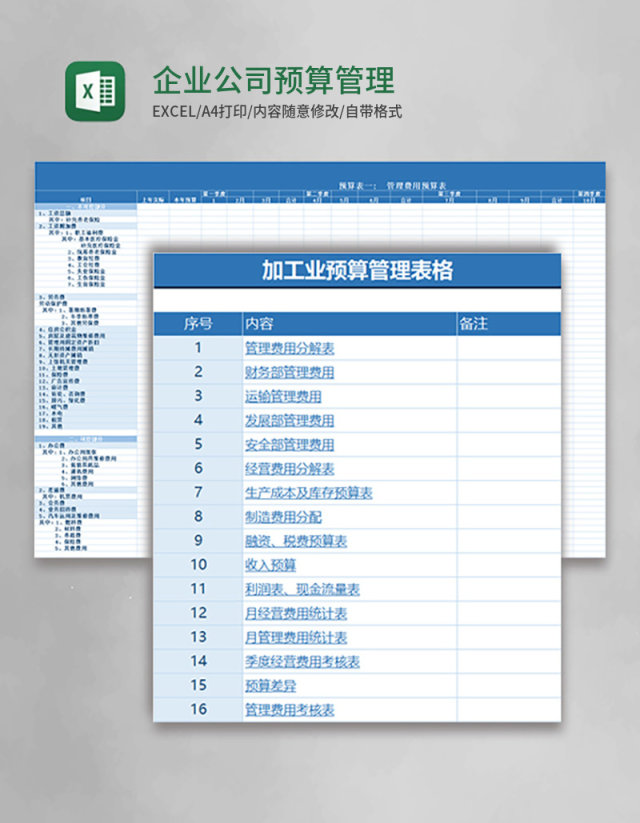 企业公司预算管理excel表格模板