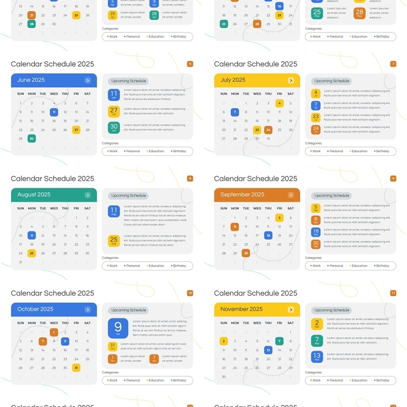 2025年日历日程表PPT模板Widescreen - Multicolor 2 Light