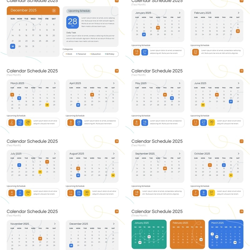 2025年日历日程表PPT模板Widescreen - Multicolor 2 Light