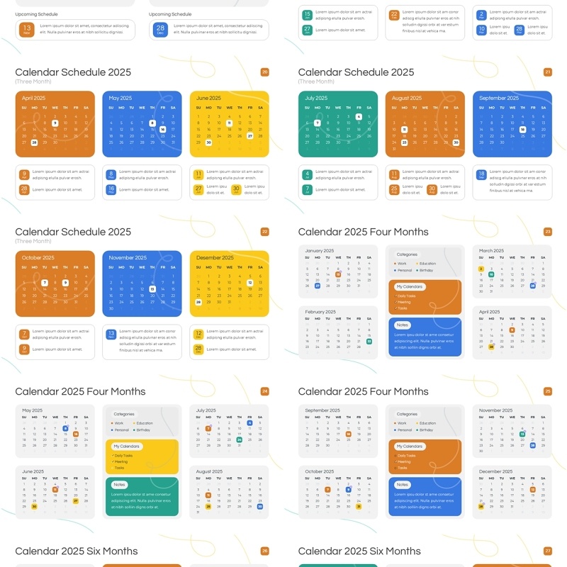 2025年日历日程表PPT模板Widescreen - Multicolor 2 Light