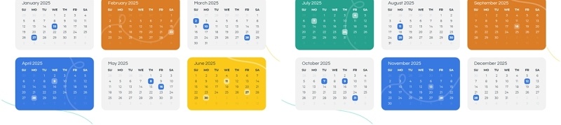 2025年日历日程表PPT模板Widescreen - Multicolor 2 Light