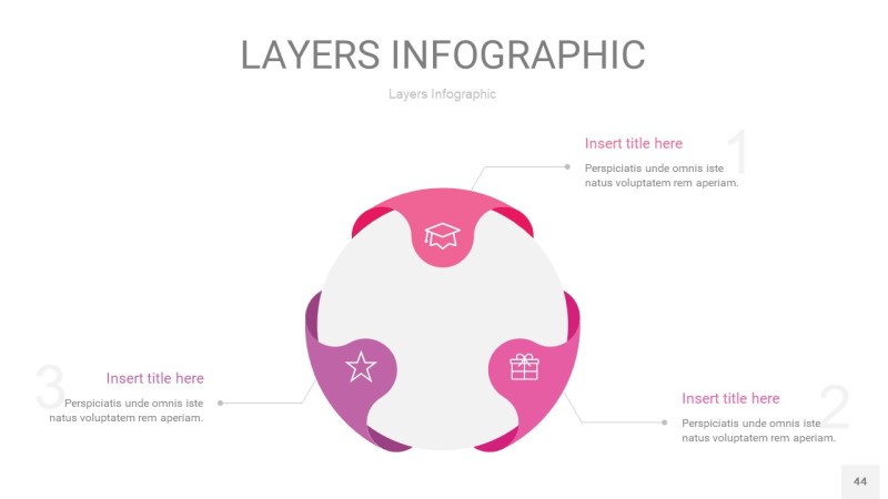 粉紫色3D分层PPT信息图44