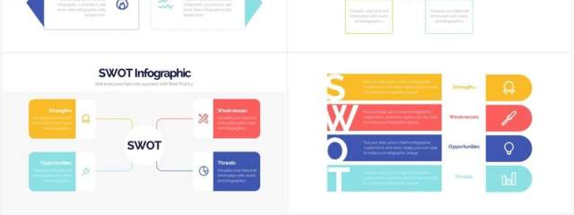 多彩简约SWOT分析模型企业战略分析PPT信息图形素材SWOT Powerpoint Infographics