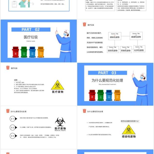 卡通风医疗垃圾分类及处理齐心协力共创城市美好未来通用PPT模板