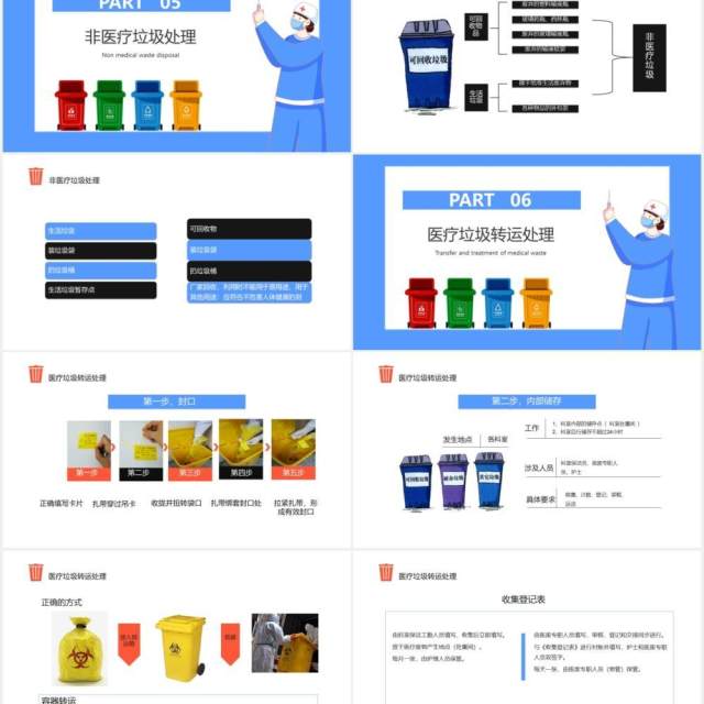 卡通风医疗垃圾分类及处理齐心协力共创城市美好未来通用PPT模板 卡通风医疗垃圾分类及处理齐心协力共创城市美好未来通用PPT模板