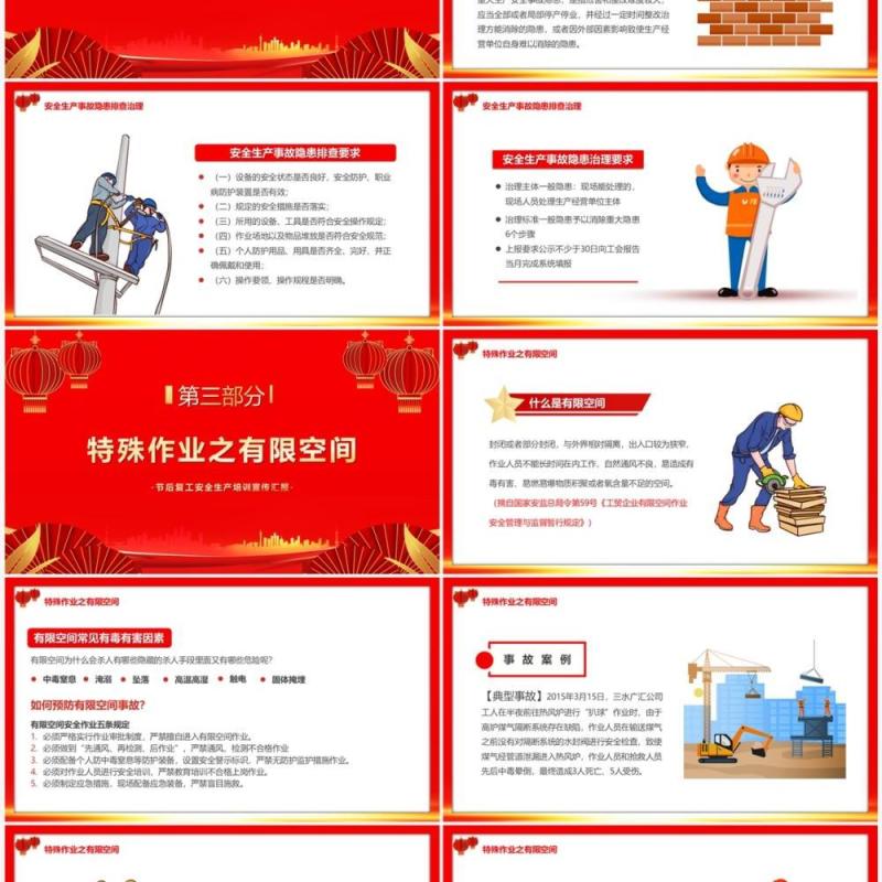 红色中国风春节后复工安全生产培训PPT模板