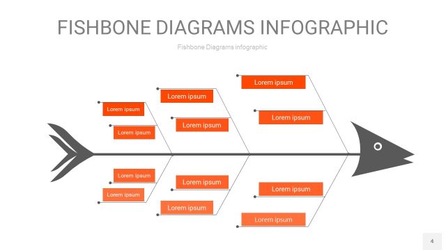 橘红色鱼骨PPT信息图表4