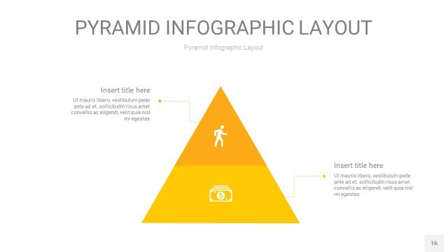 渐变黄色3D金字塔PPT信息图表16