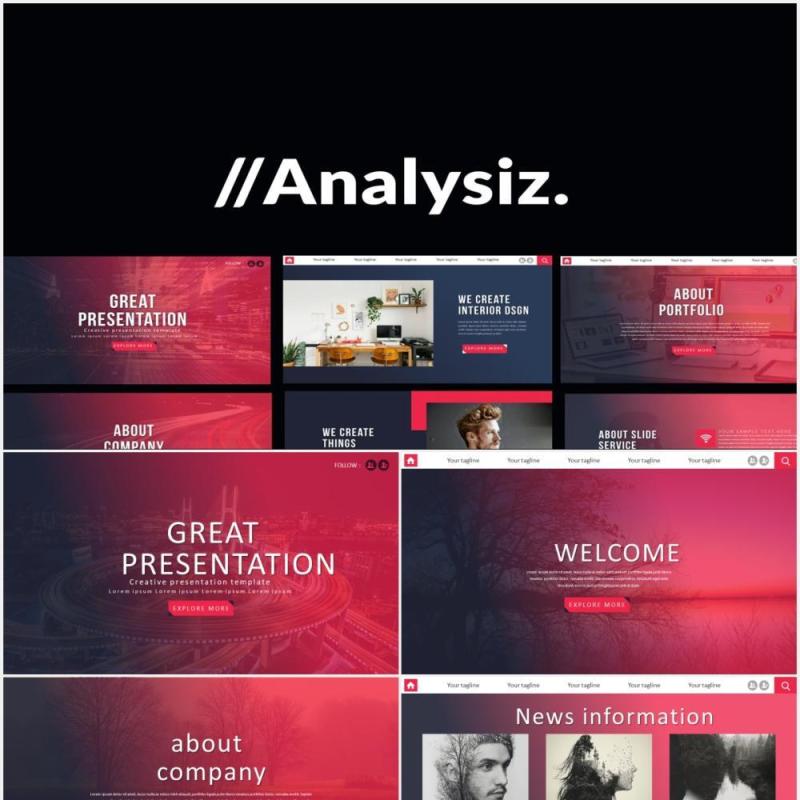 渐变市场工作分析PPT模板Analysiz Powerpoint