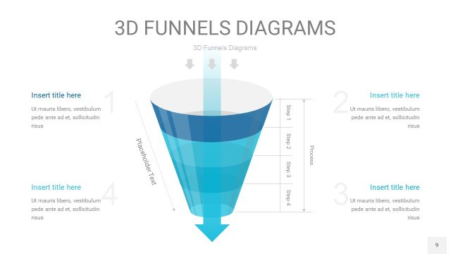 宝石蓝3D漏斗PPT信息图表9
