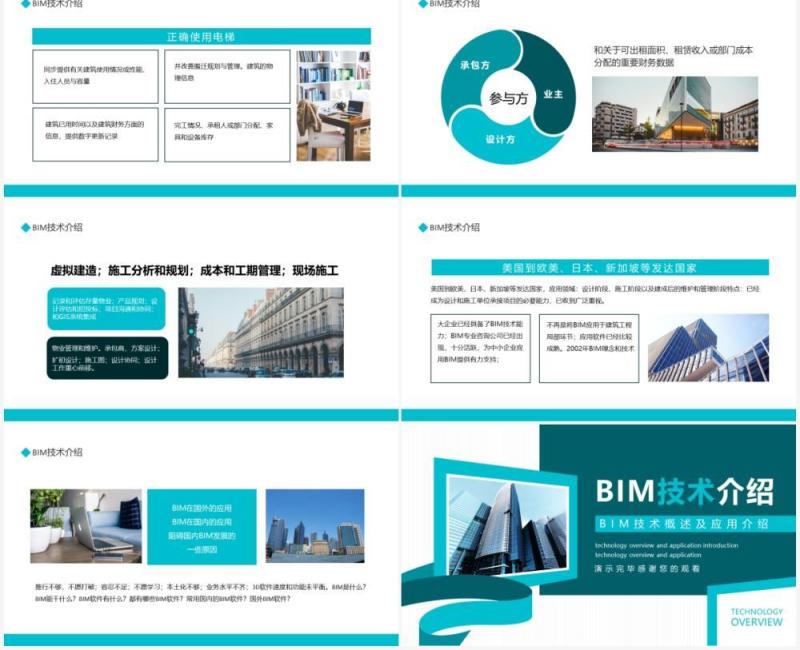 BIM技术概述及应用介绍动态PPT模板