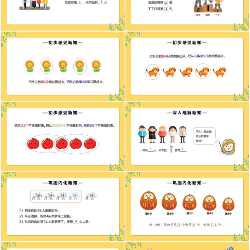 部编版一年级数学上册第几课件PPT模板