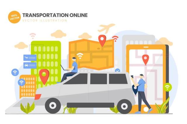 交通线上平面矢量图AI人物插画设计素材Transportation Online Flat Vector Illustration 交通线上平面矢量图AI人物插画设计素材Transportation Online Flat Vector Illustration