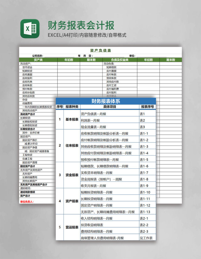 财务报表会计报表excel模板