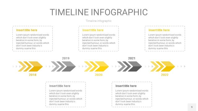 灰黄色时间轴PPT信息图9