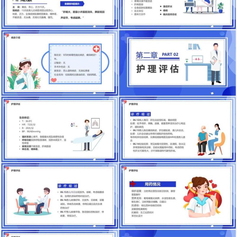 蓝色卡通风护理个案汇报PPT模板