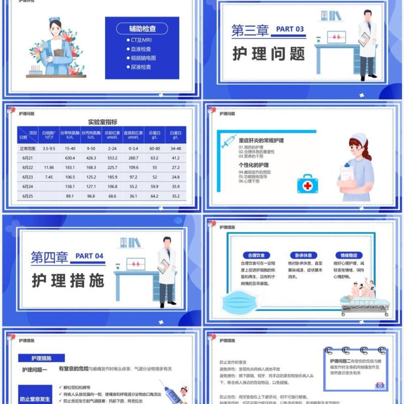 蓝色卡通风护理个案汇报PPT模板