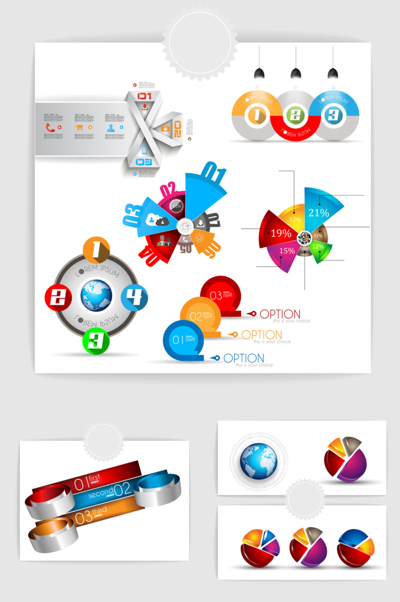 9款矢量ppt数据统计图表2