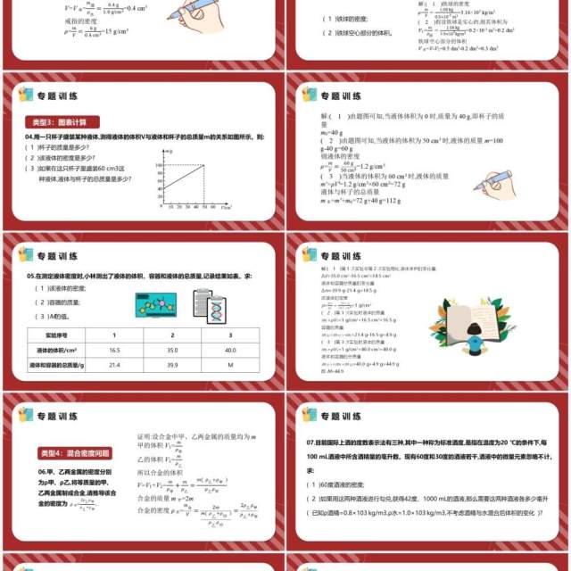 部编版八年级物理上册密度相关计算课件PPT模版