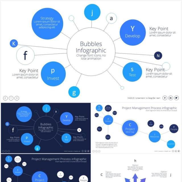 扩散辐射分布信息图表PPT素材Radiate