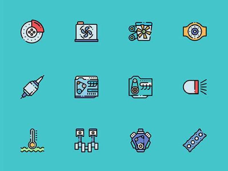 50 枚汽车引擎元素图标