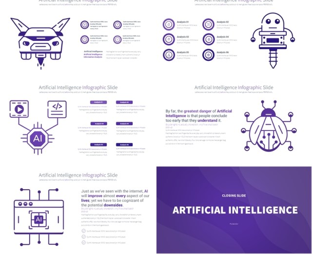 AI人工智能信息图PPT模板Artificial intelligence - Color 07 (Deep Purple)