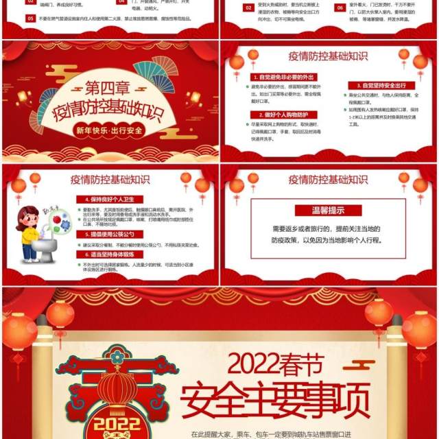 红色中国风春节安全主要事项PPT动态模板 红色中国风春节安全主要事项PPT动态模板