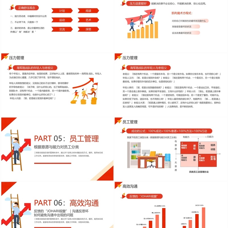红色简约风自我管理成就卓越PPT模板