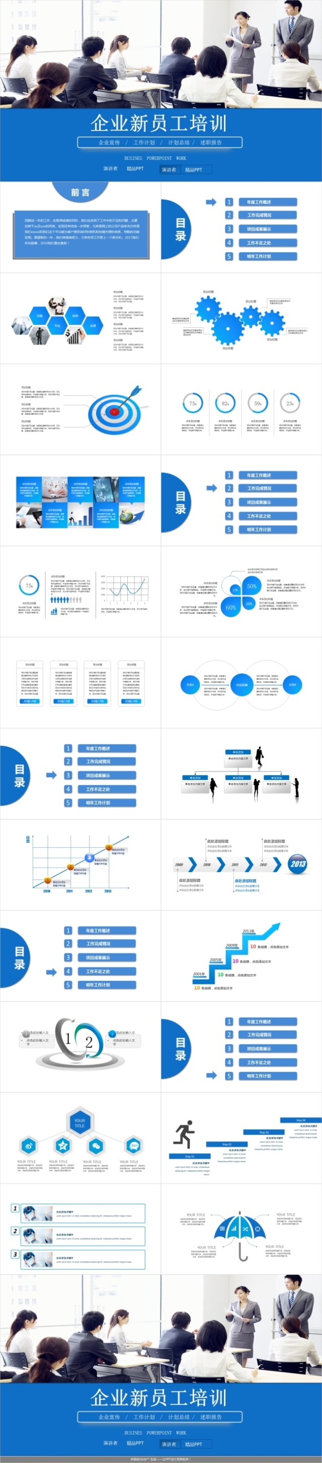 完整框架员工入职培训PPT素材下载