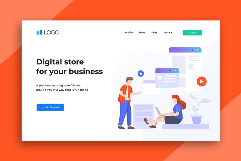 数字商务商业数据平面插图插画登录页AI矢量网页界面设计素材Flat Illustration Landing Pages