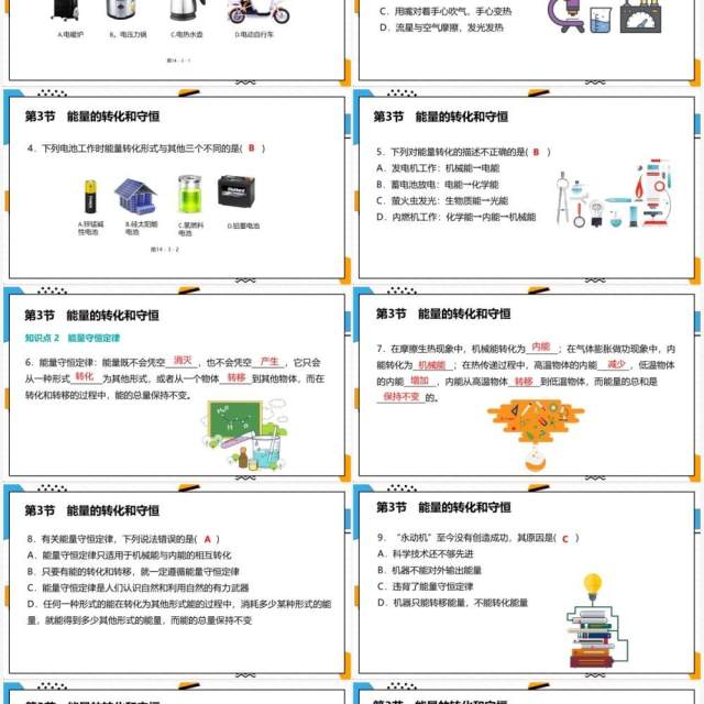 部编版九年级物理全册能量的转化和守恒课件PPT模板