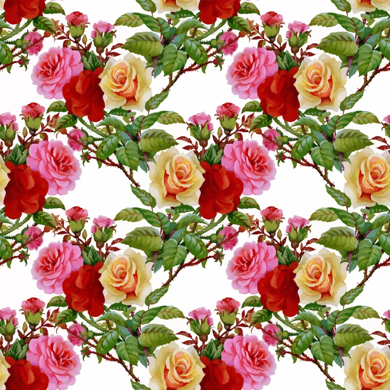 可爱的水彩无缝花卉和其他图案23