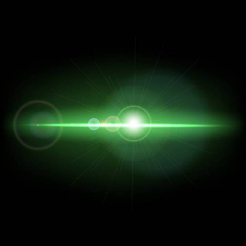 与绿色透镜火光的抽象背景