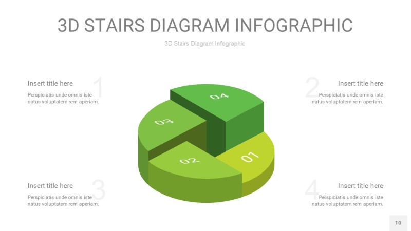 渐变绿色3D阶梯PPT图表10